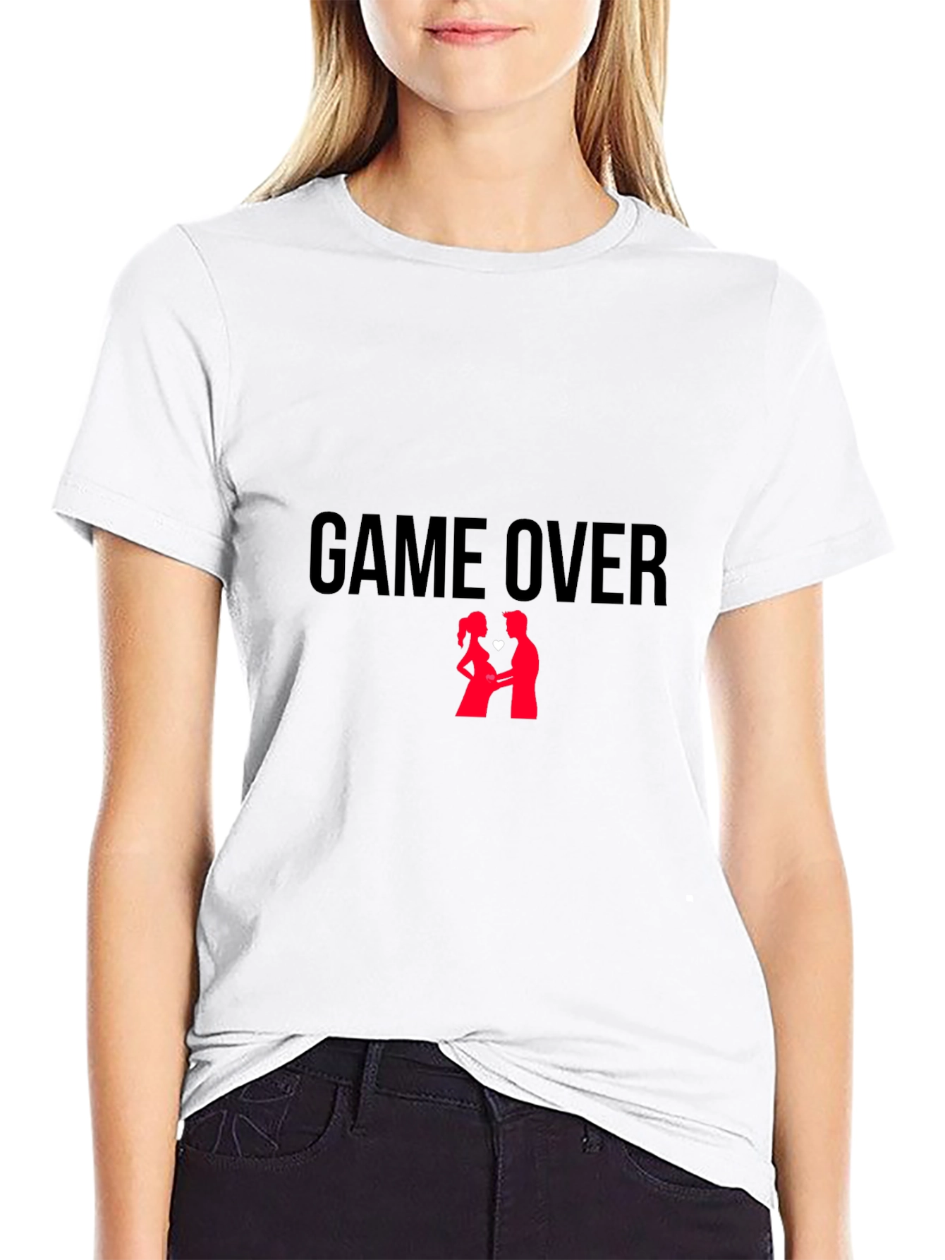 Game Over Couple T-Shirt - Black