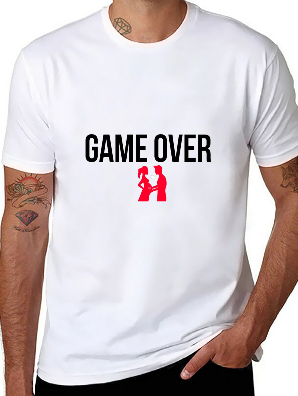 Game Over Couple T-Shirt - Black