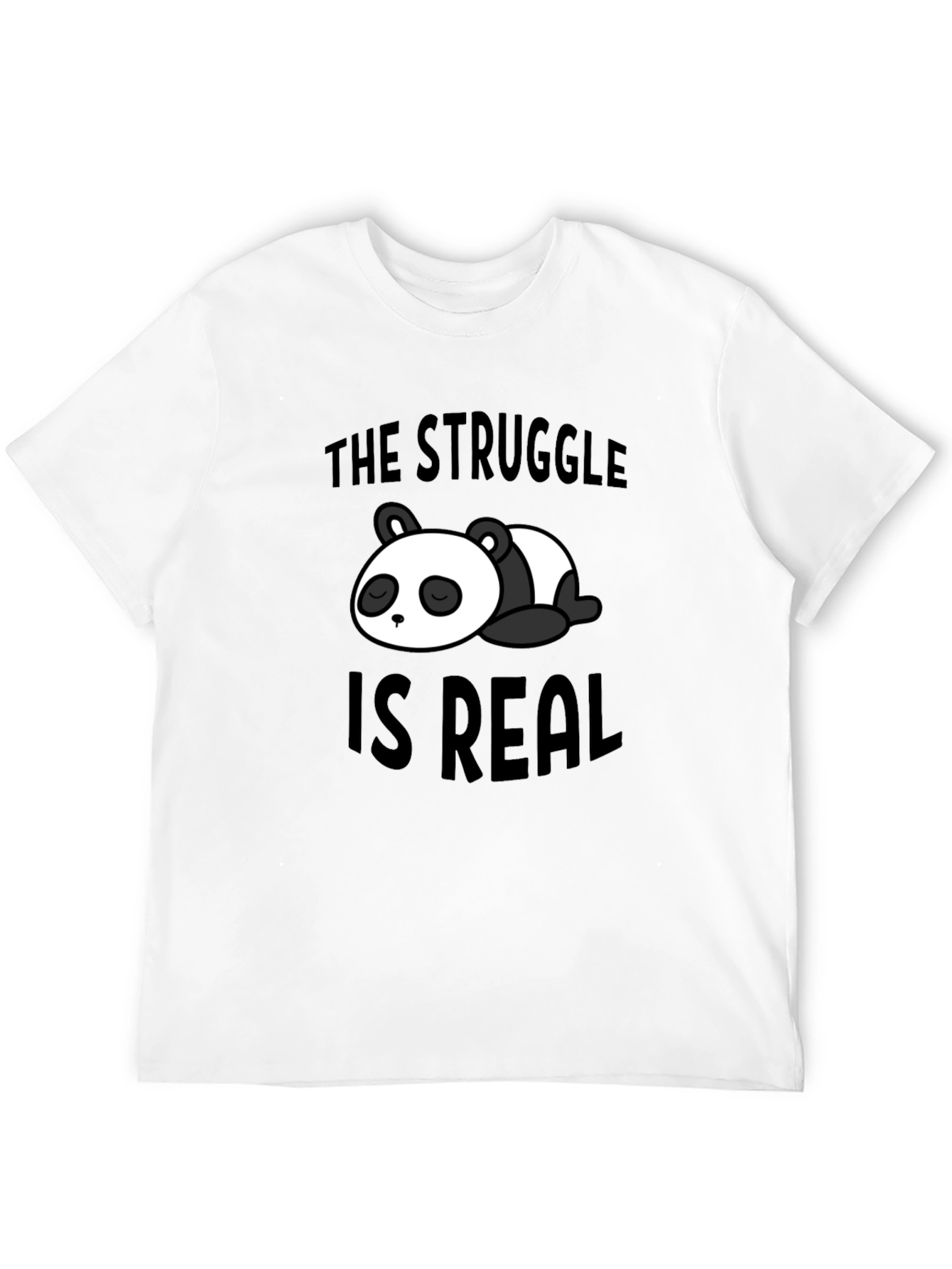 Struggle is Real Panda Graphic Black T-Shirt