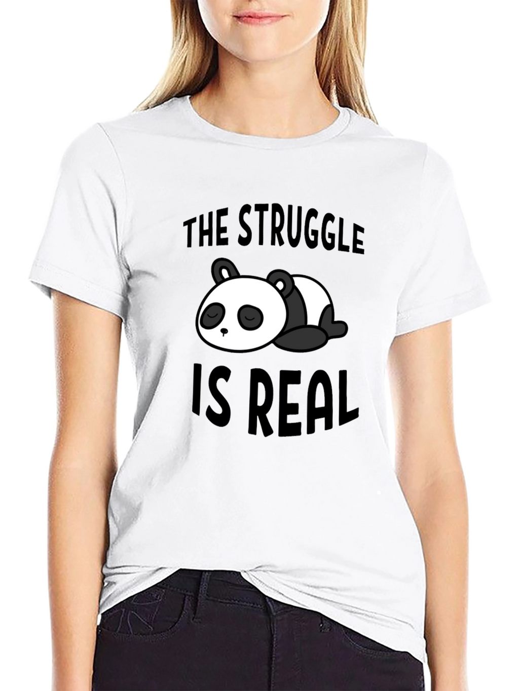 Struggle is Real Panda Graphic Black T-Shirt