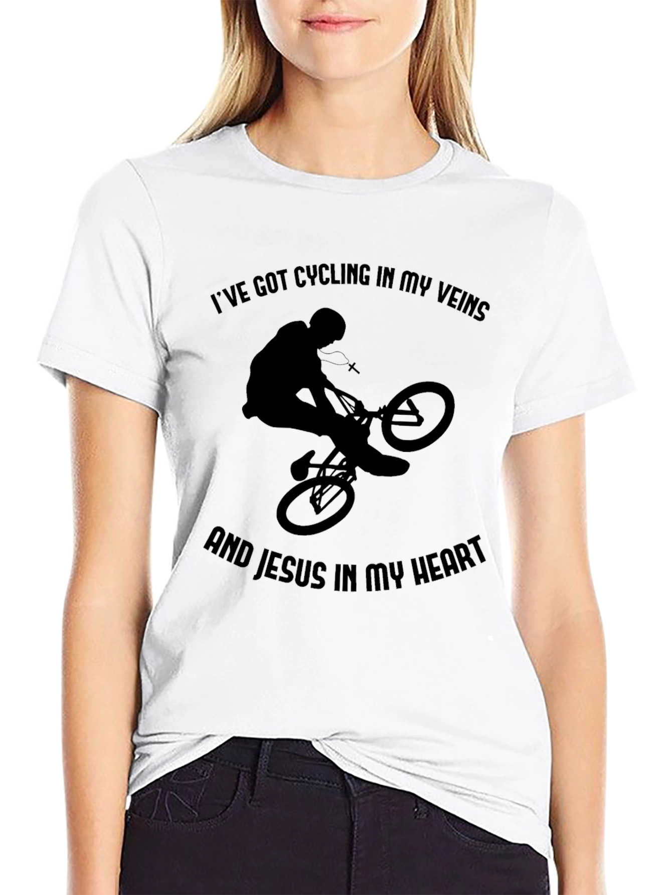 Cycling and Jesus Graphic Tee - Black