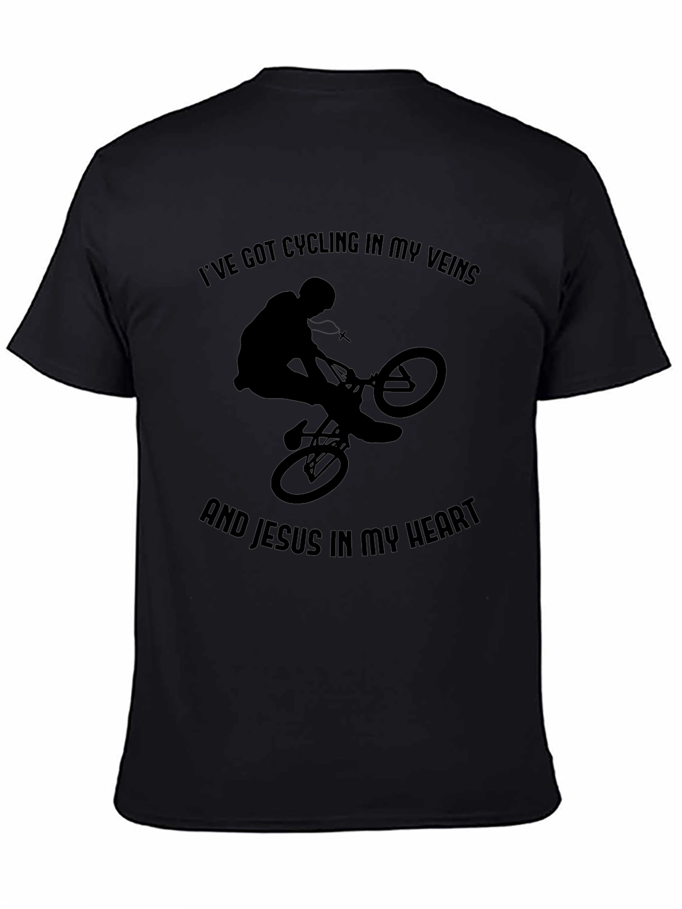 Cycling and Jesus Graphic Tee - Black