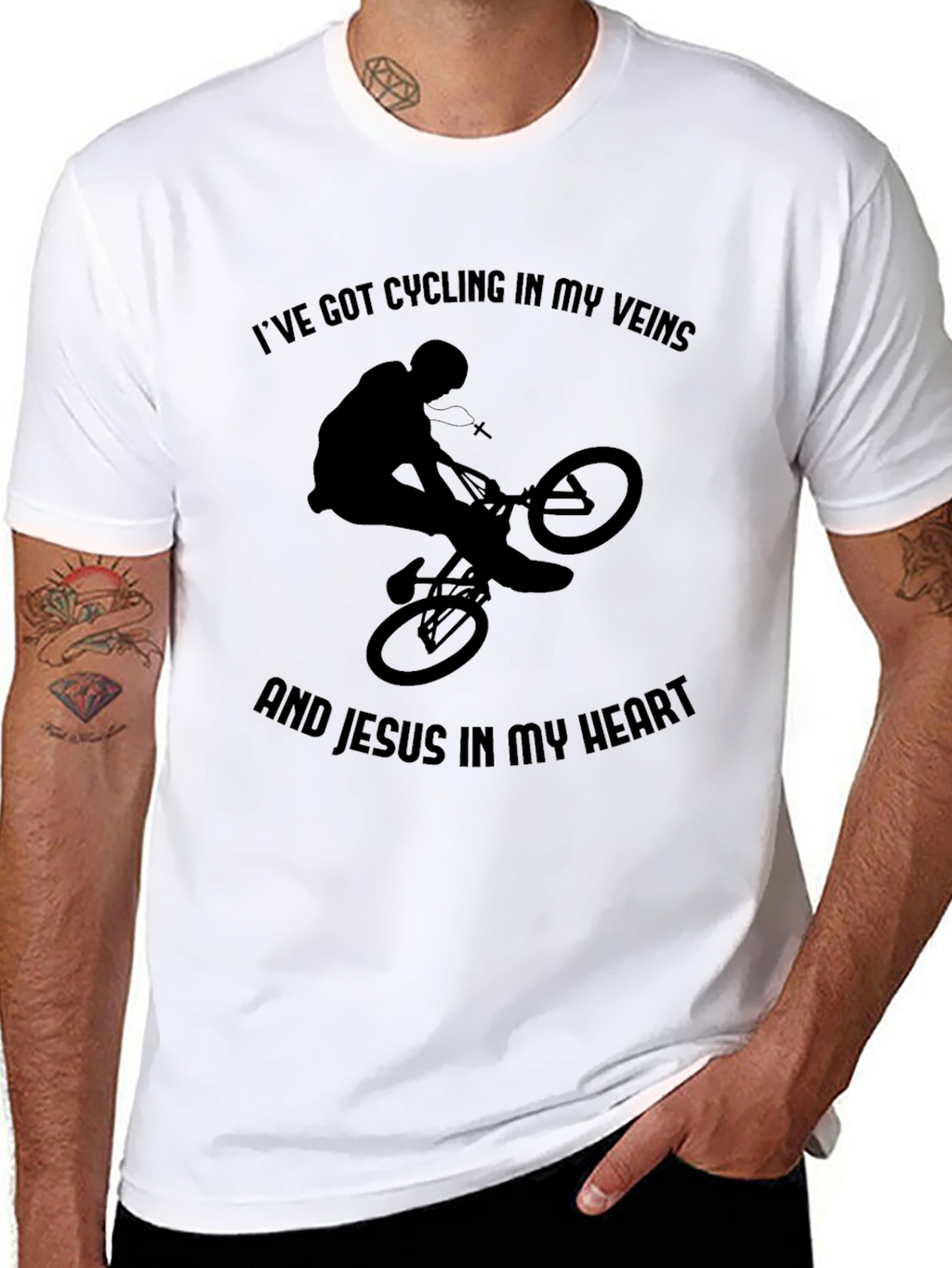 Cycling and Jesus Graphic Tee - Black