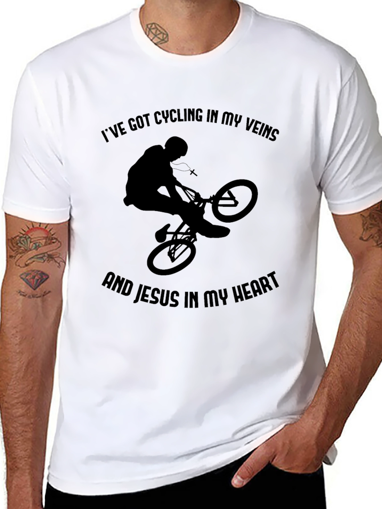 Cycling and Jesus Graphic Tee - Black