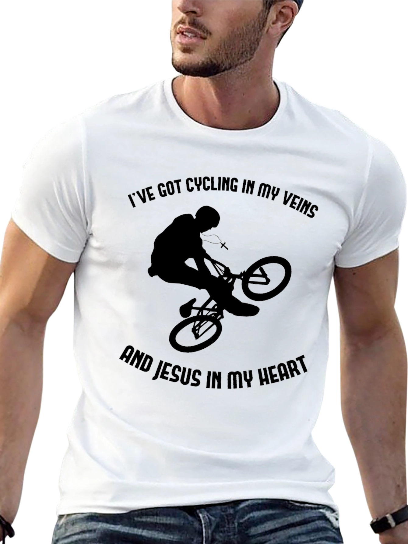 Cycling and Jesus Graphic Tee - Black