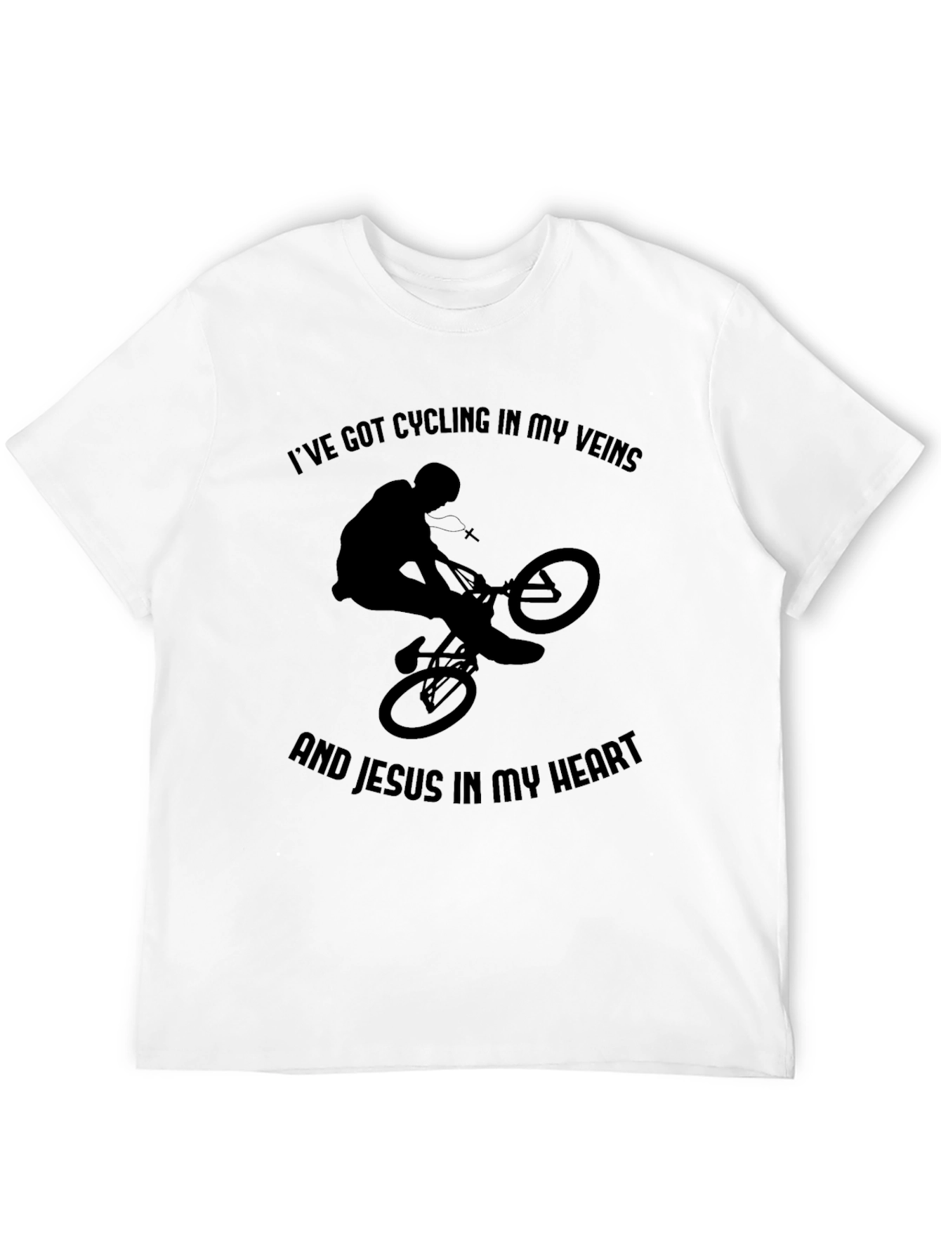 Cycling and Jesus Graphic Tee - Black