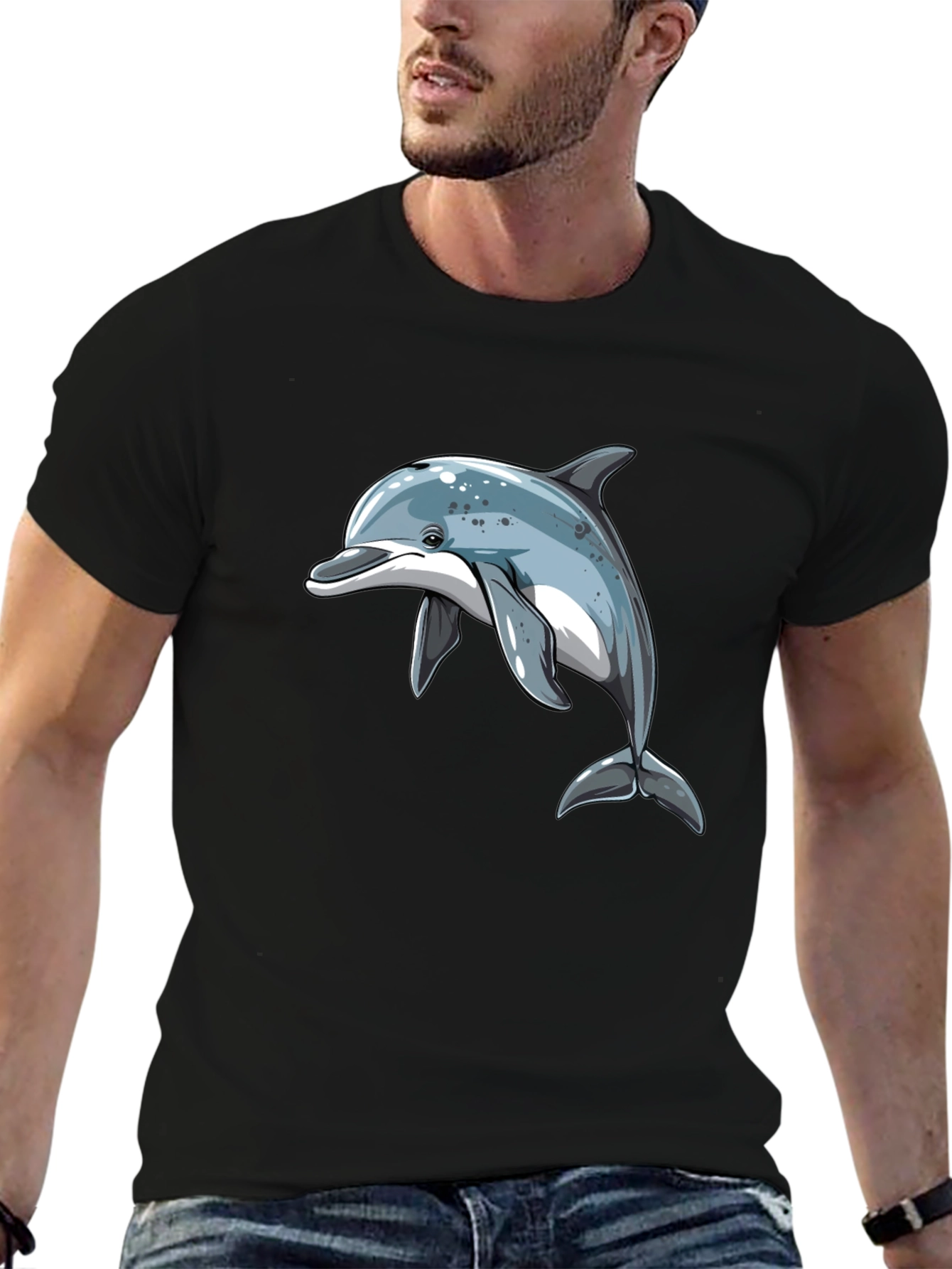 Dolphin Graphic Black T-Shirt - Stylish Casual Wear