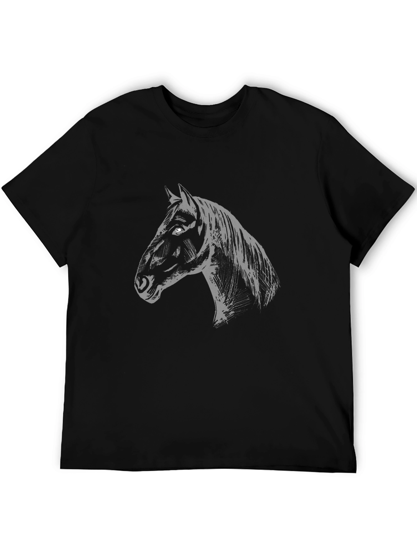 Mens Black Horse Graphic T-Shirt