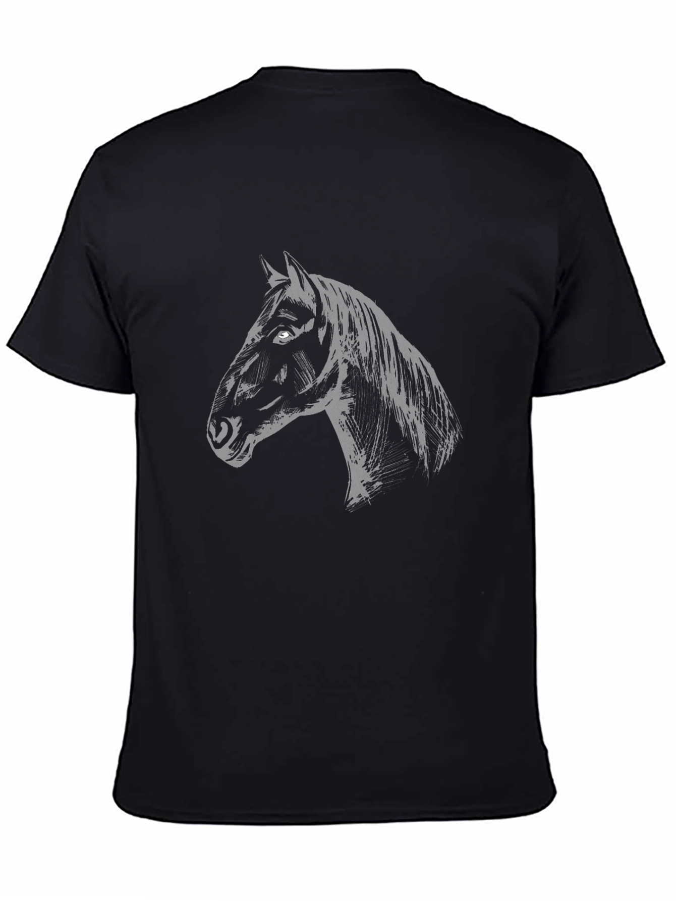 Mens Black Horse Graphic T-Shirt