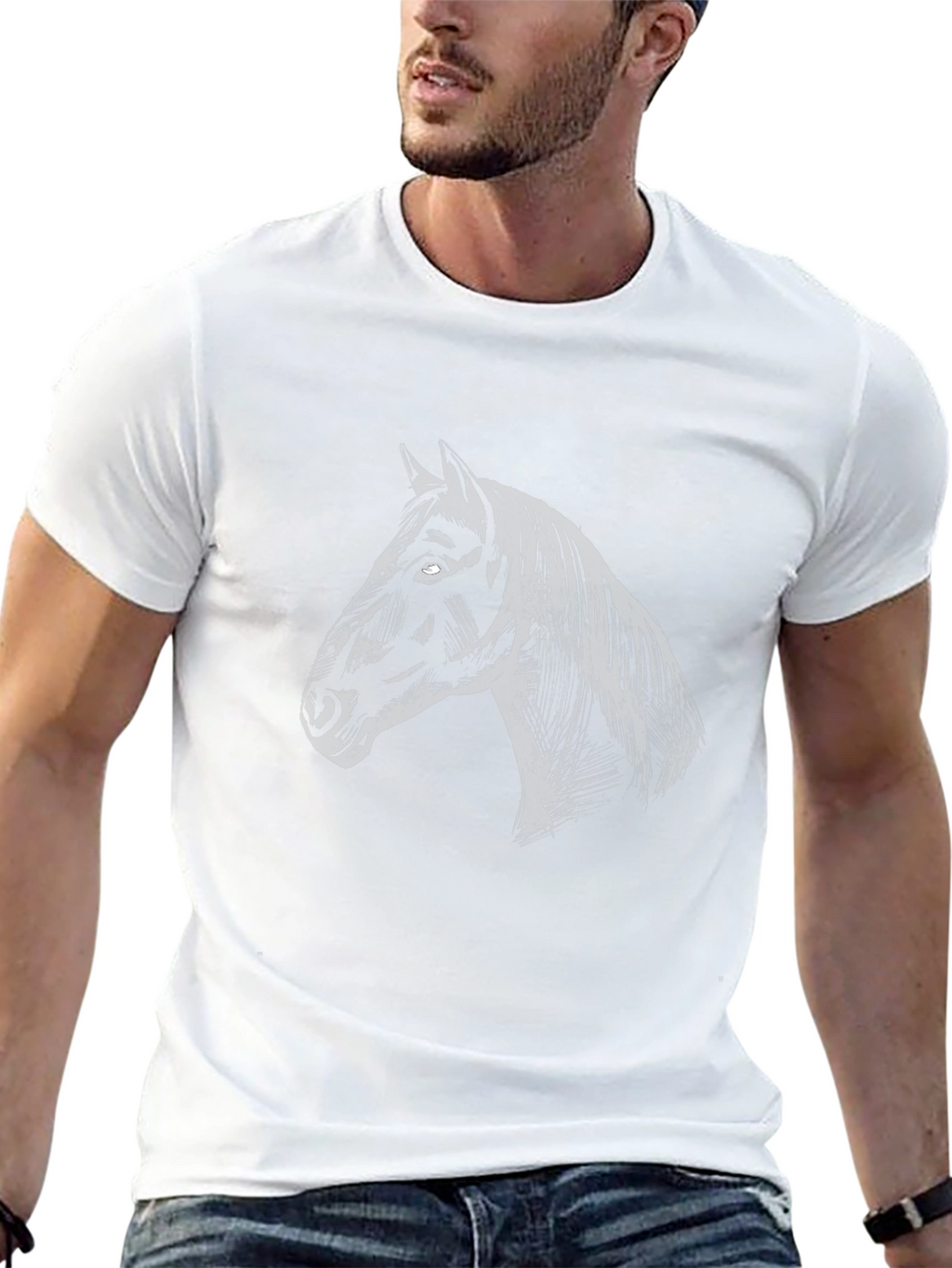 Mens Black Horse Graphic T-Shirt