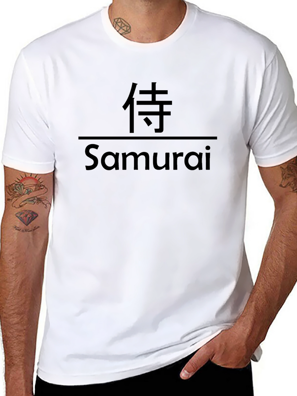 Samurai Graphic Print Black T-Shirt