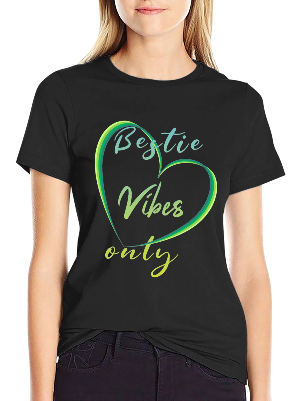 Bestie Vibes Only Graphic Tee - Trendy Casual Shirt