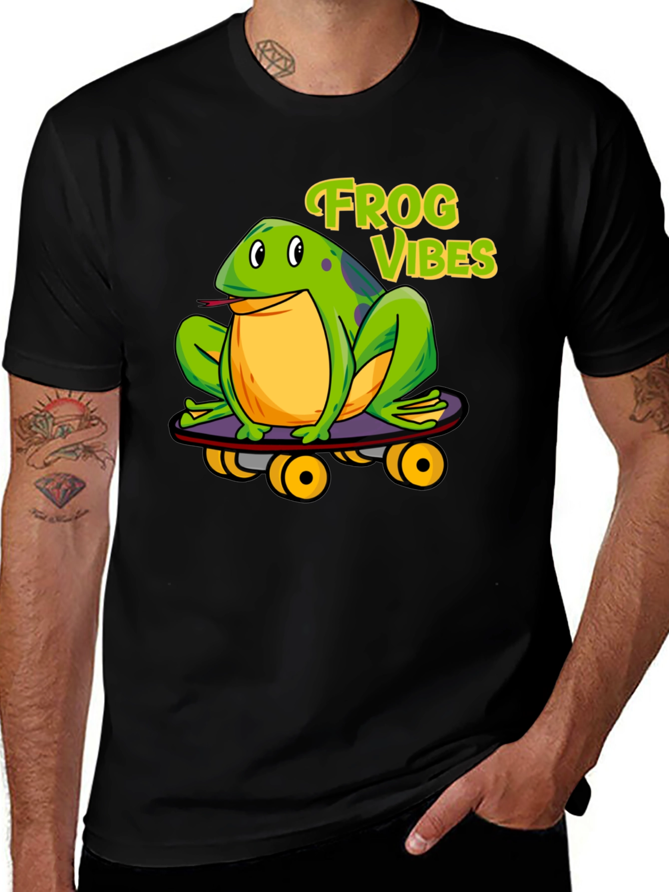 Frog Vibes Skateboarder Graphic Tee