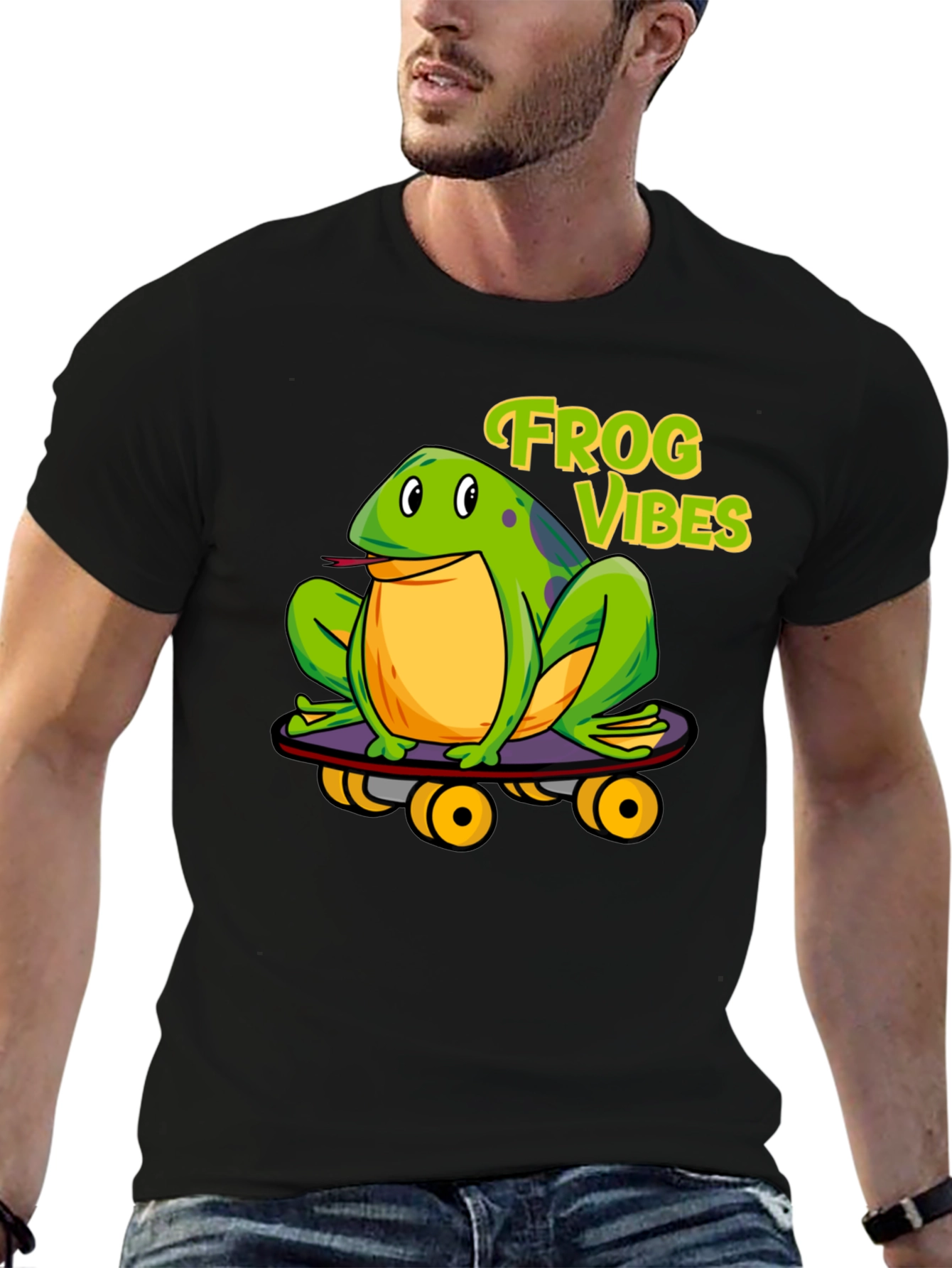 Frog Vibes Skateboarder Graphic Tee