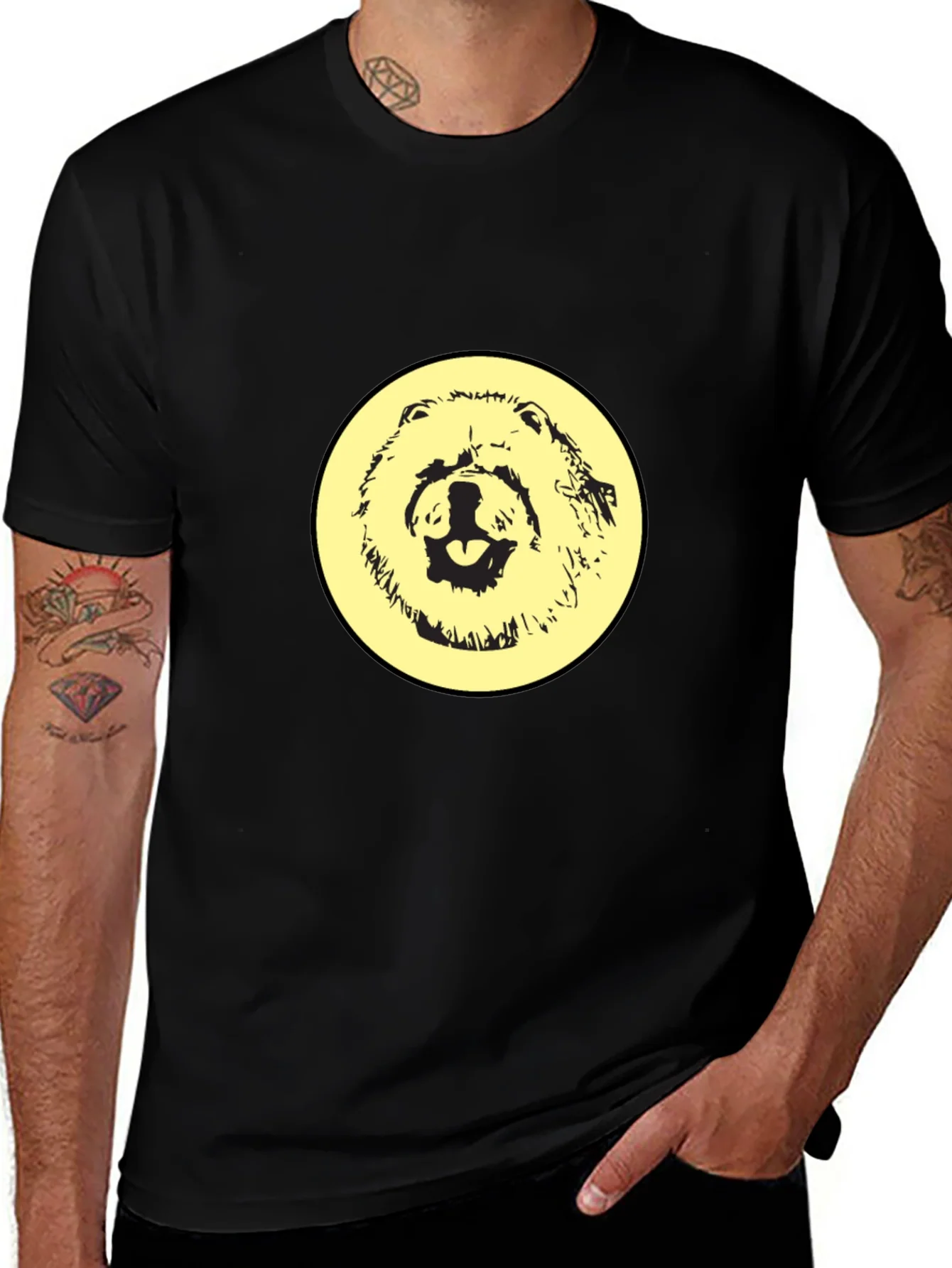 Black T-Shirt with Dog Design
