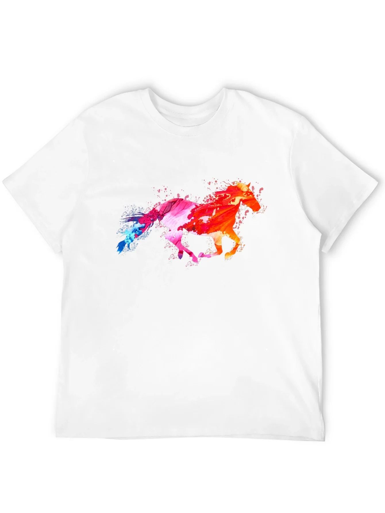 Colorful Horse Graphic Black T-Shirt
