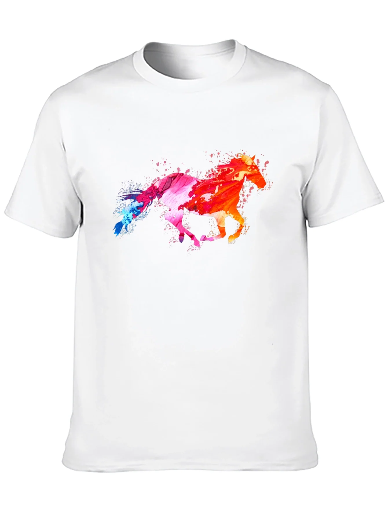 Colorful Horse Graphic Black T-Shirt