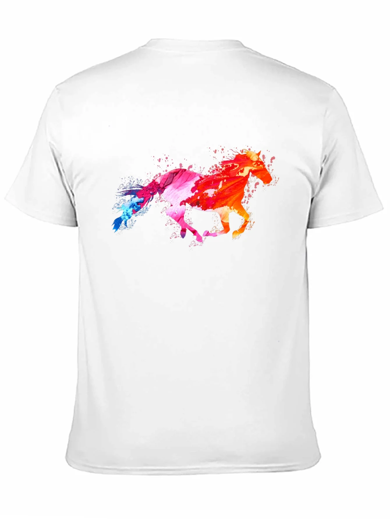 Colorful Horse Graphic Black T-Shirt