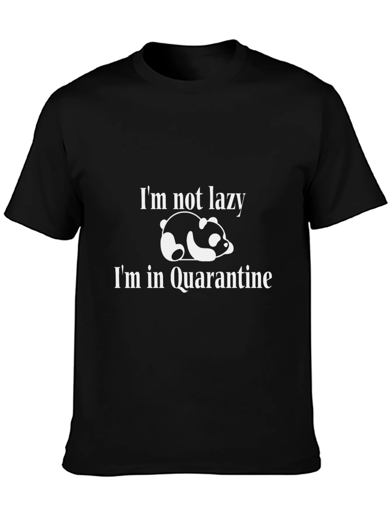 Funny Quarantine Panda Graphic T-Shirt - Black