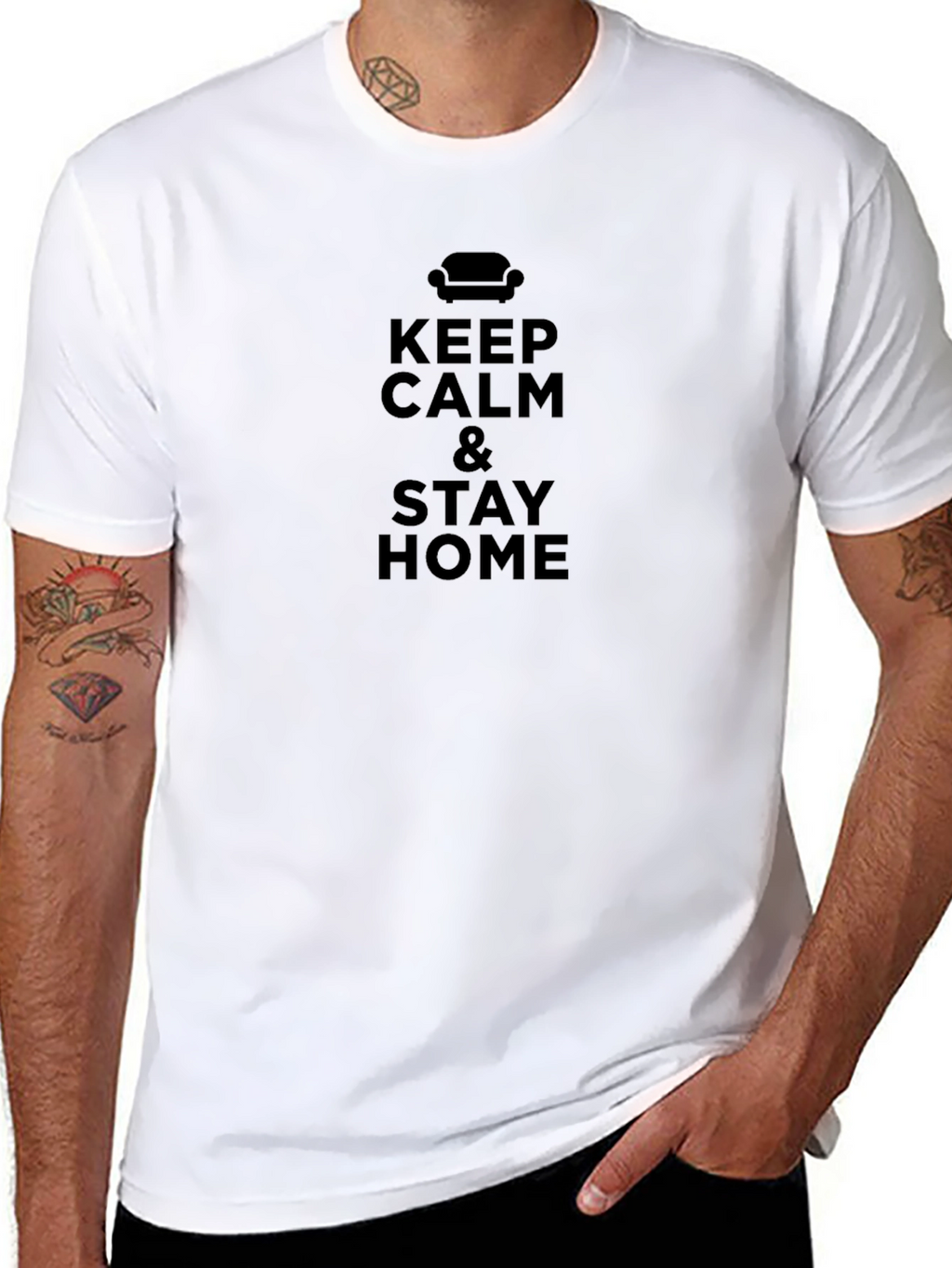 Keep Calm & Stay Home Black Graphic Tee