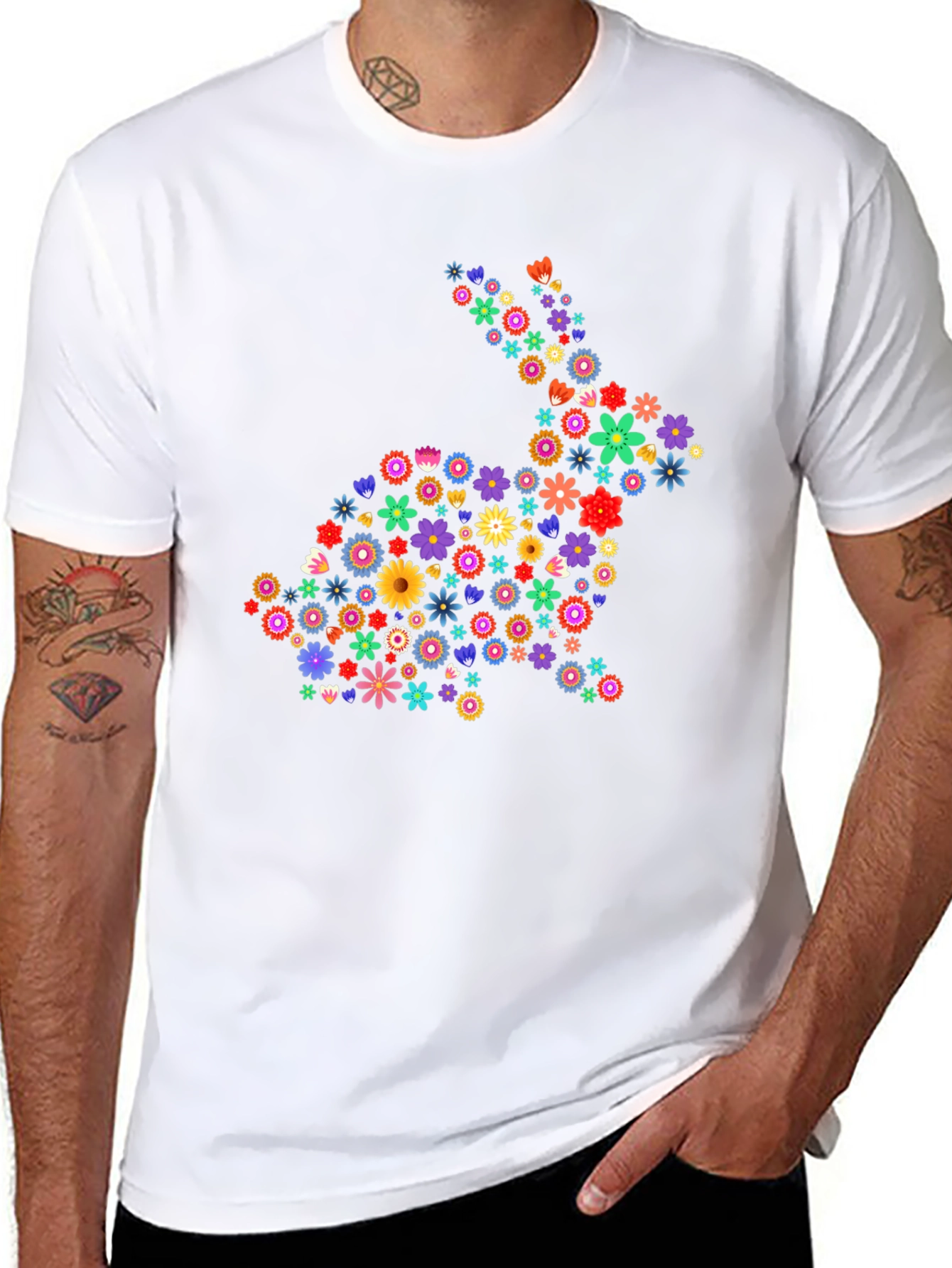 Floral Bunny Graphic Tee - Easter Spring