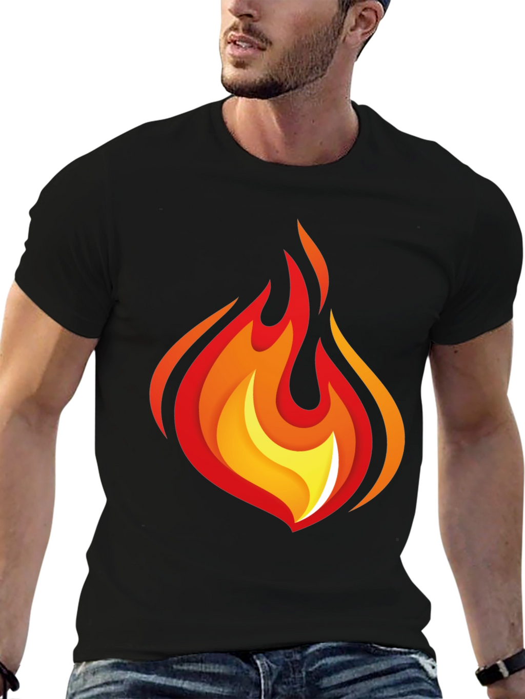 Flaming Hot Graphic Tee - Black Cotton Comfort