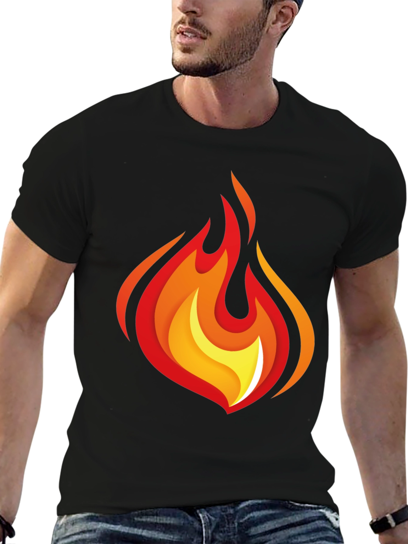 Flaming Hot Graphic Tee - Black Cotton Comfort