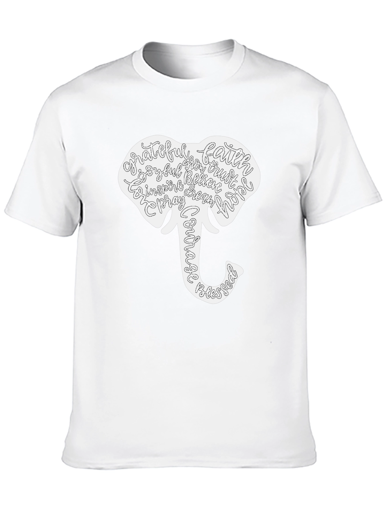Elephant Word Art Graphic T-Shirt