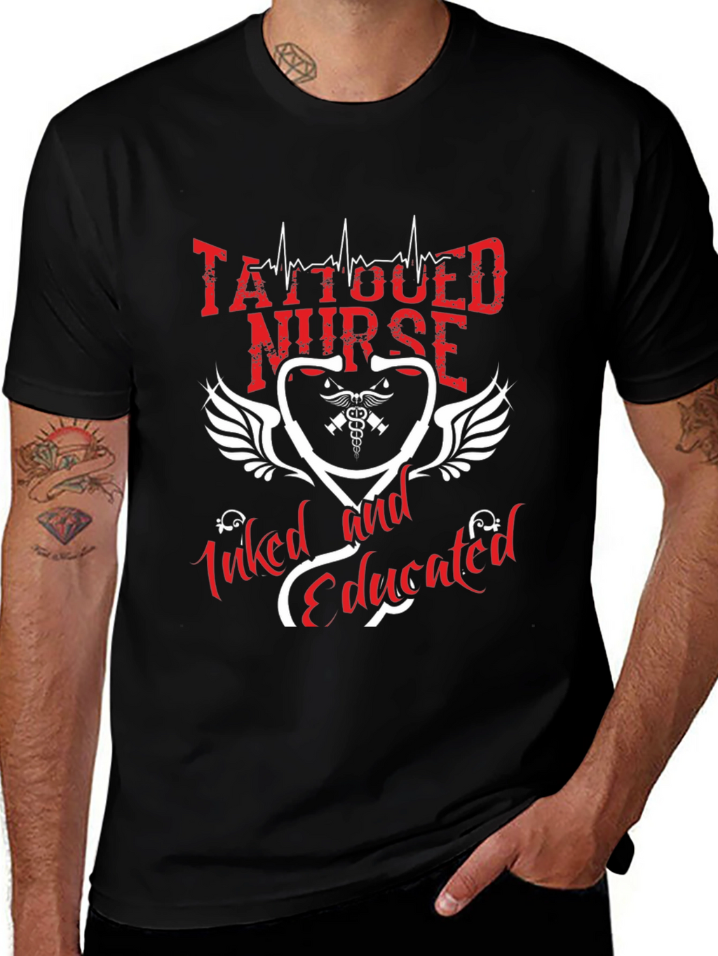 Tattooed Nurse T-Shirt - Inked and Educated Graphic Tee