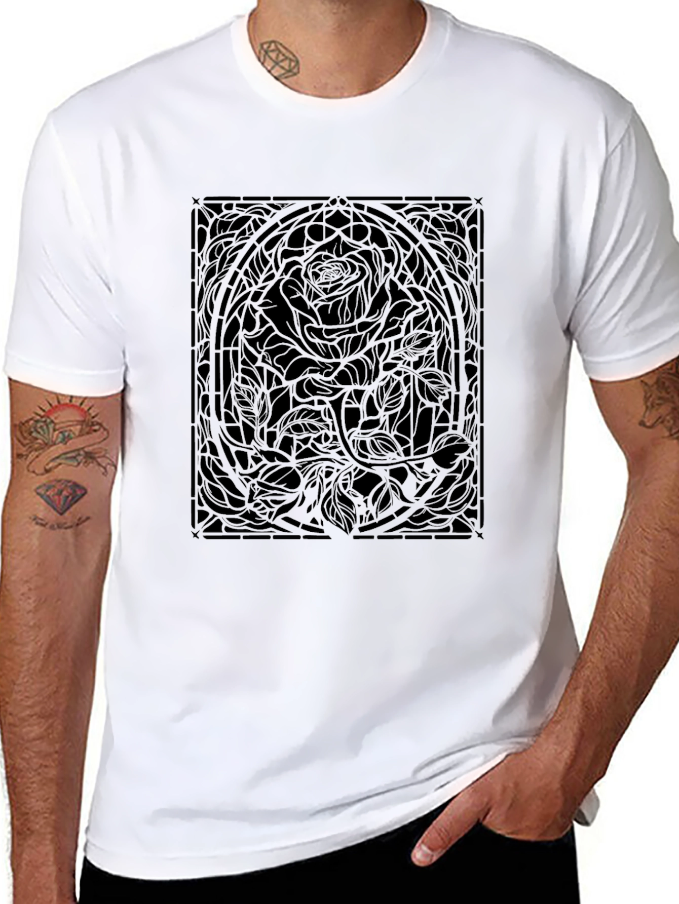 Rose Window Black Graphic Tee