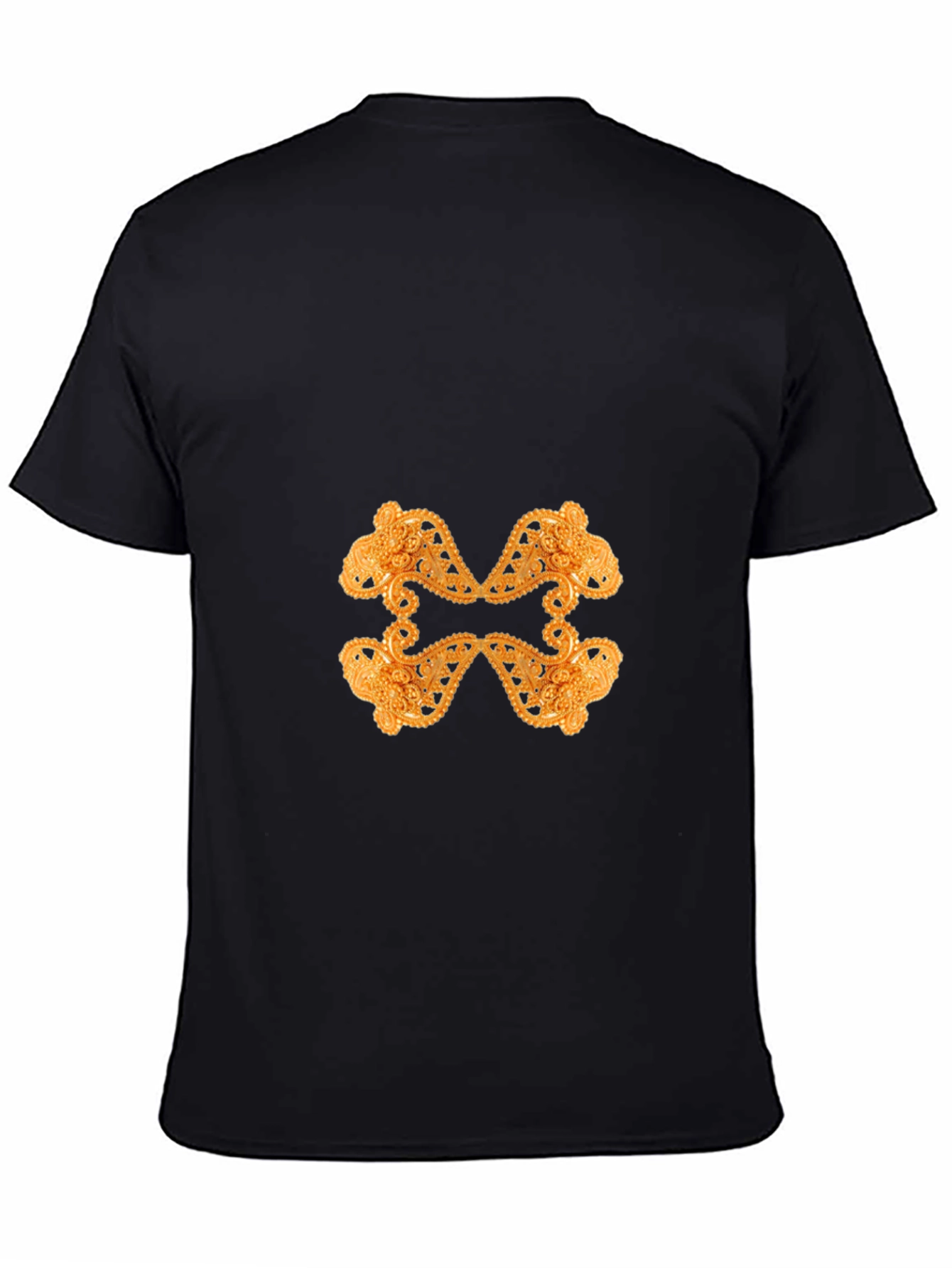 Ornate Gold Pattern Black T-Shirt