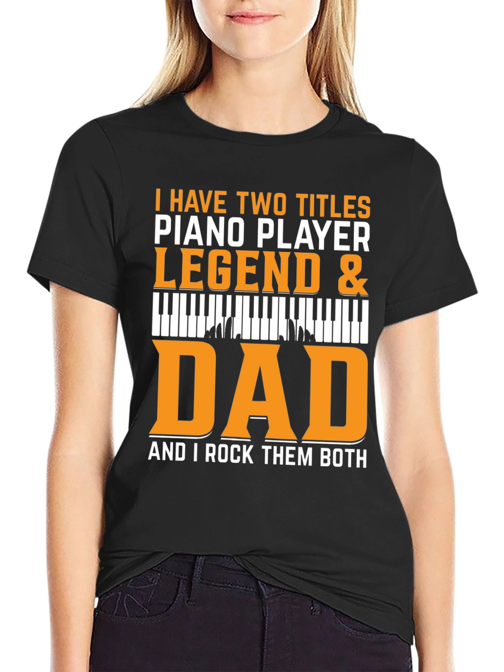 Piano Player Dad Legend Black T-Shirt
