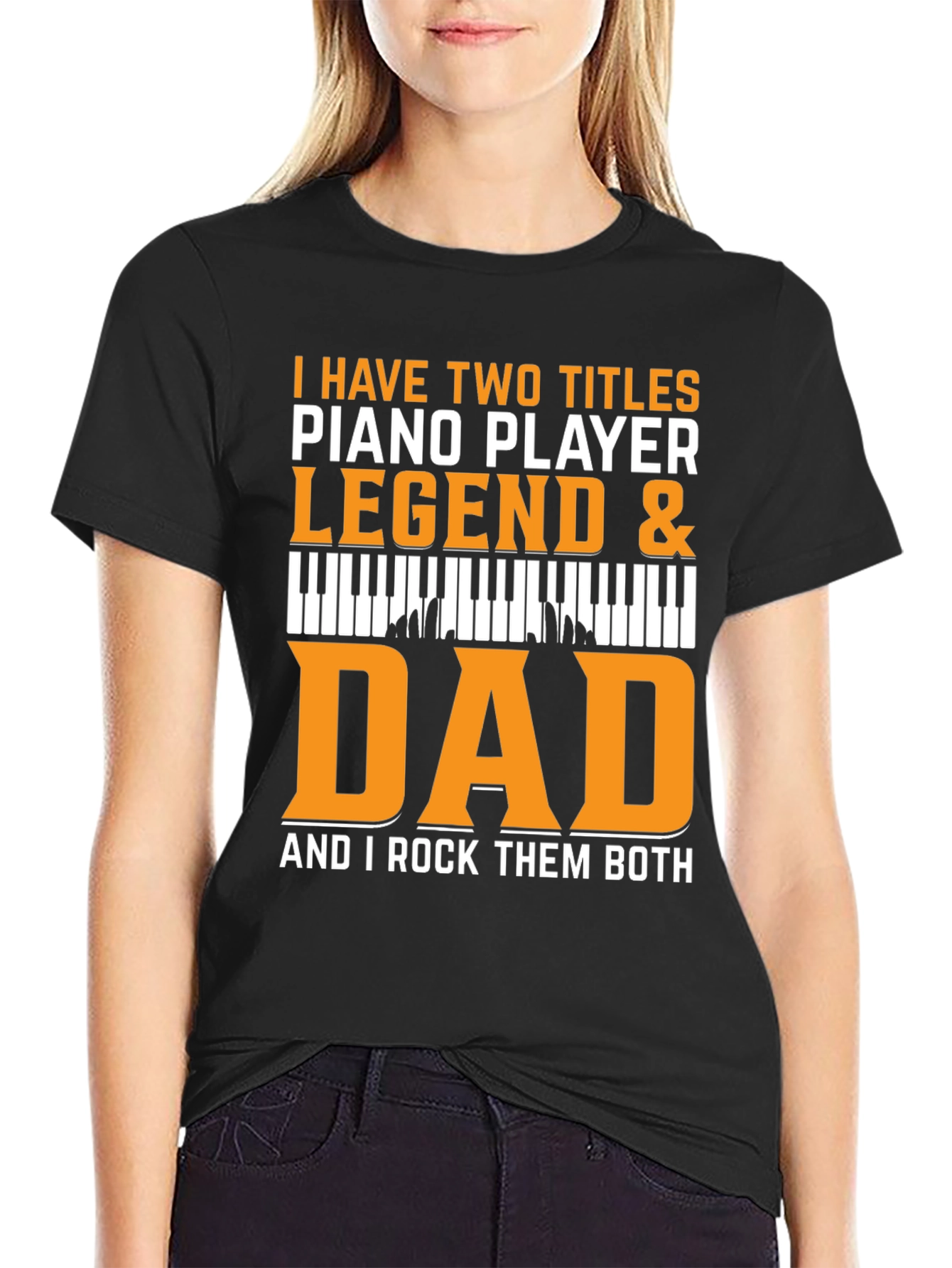 Piano Player Dad Legend Black T-Shirt