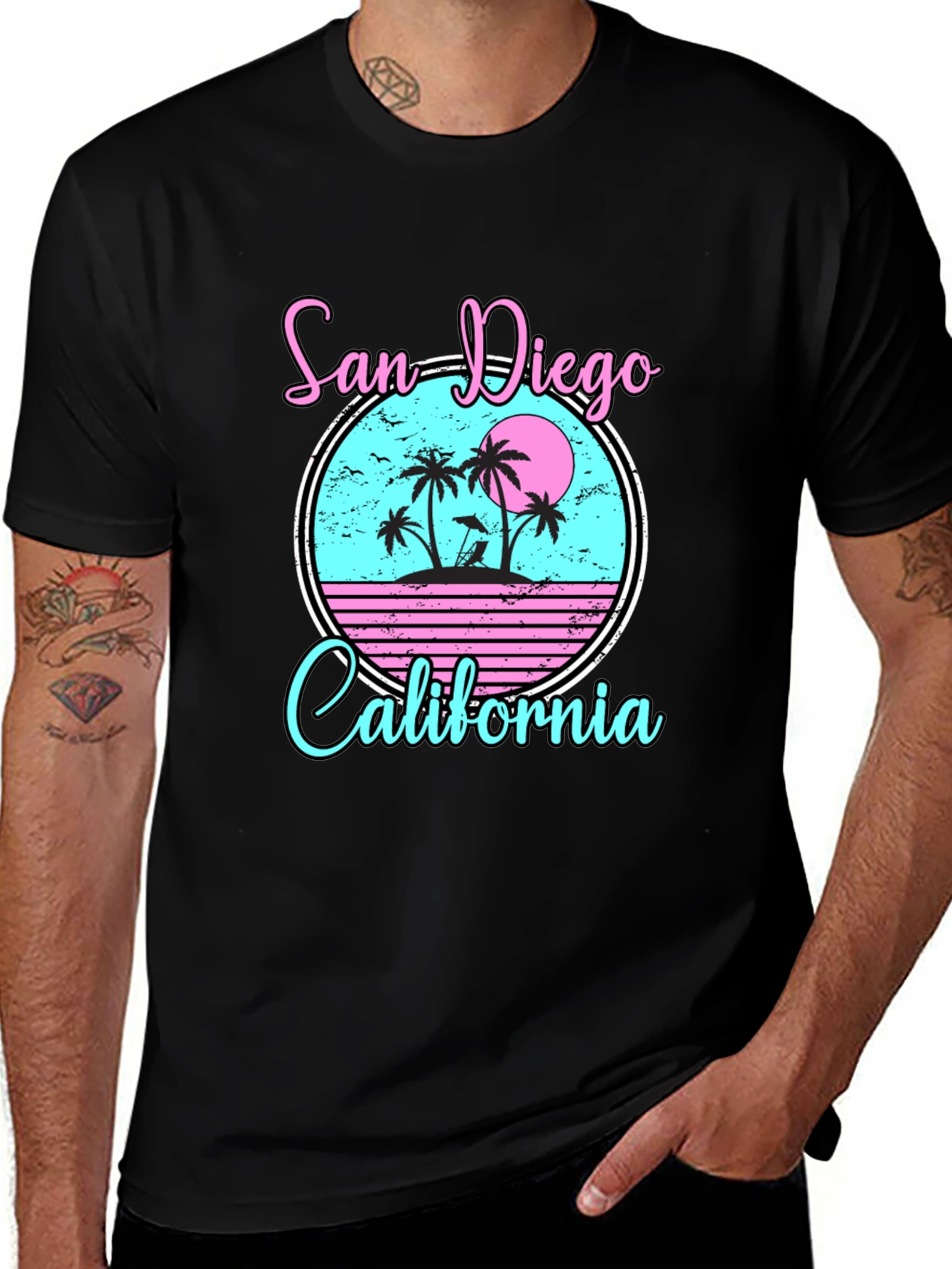 San Diego California Graphic T-Shirt - Retro Beach Design