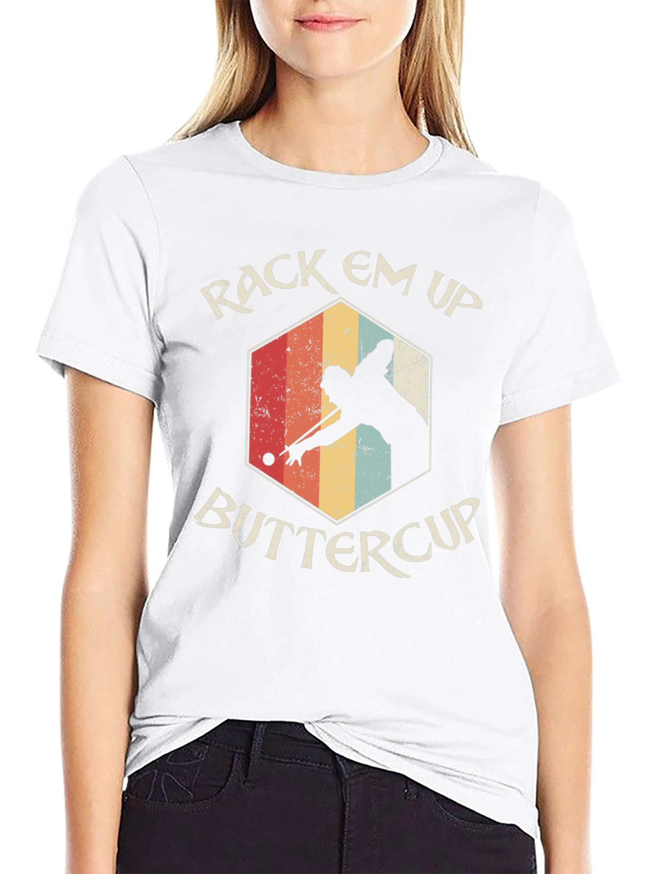 Rack Em Up Buttercup Retro Billiards T-Shirt