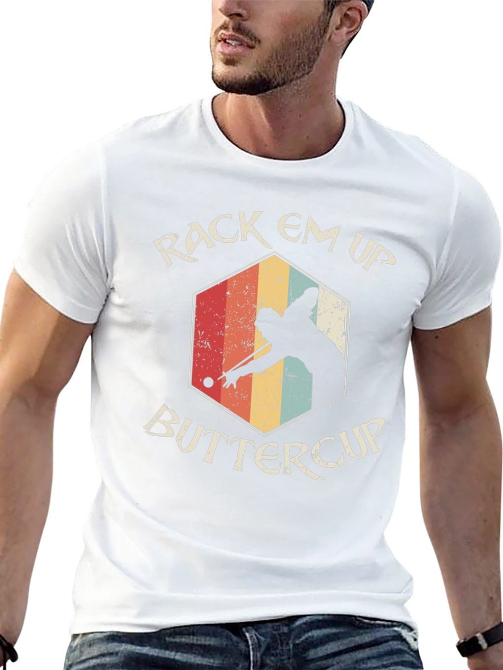 Rack Em Up Buttercup Retro Billiards T-Shirt