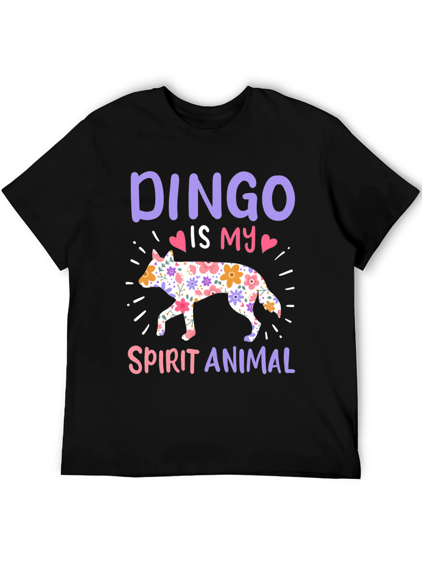 Dingo Spirit Animal Floral Design T-Shirt