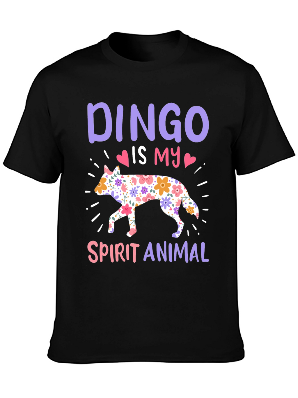 Dingo Spirit Animal Floral Design T-Shirt