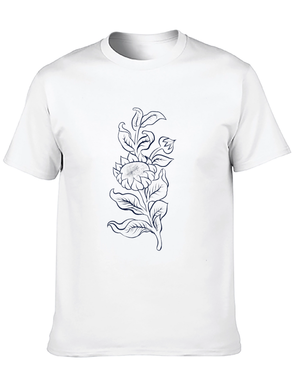Mens Black T-Shirt with Subtle Floral Design