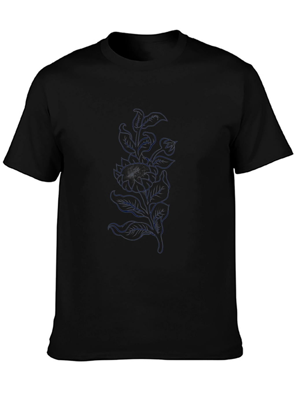 Mens Black T-Shirt with Subtle Floral Design