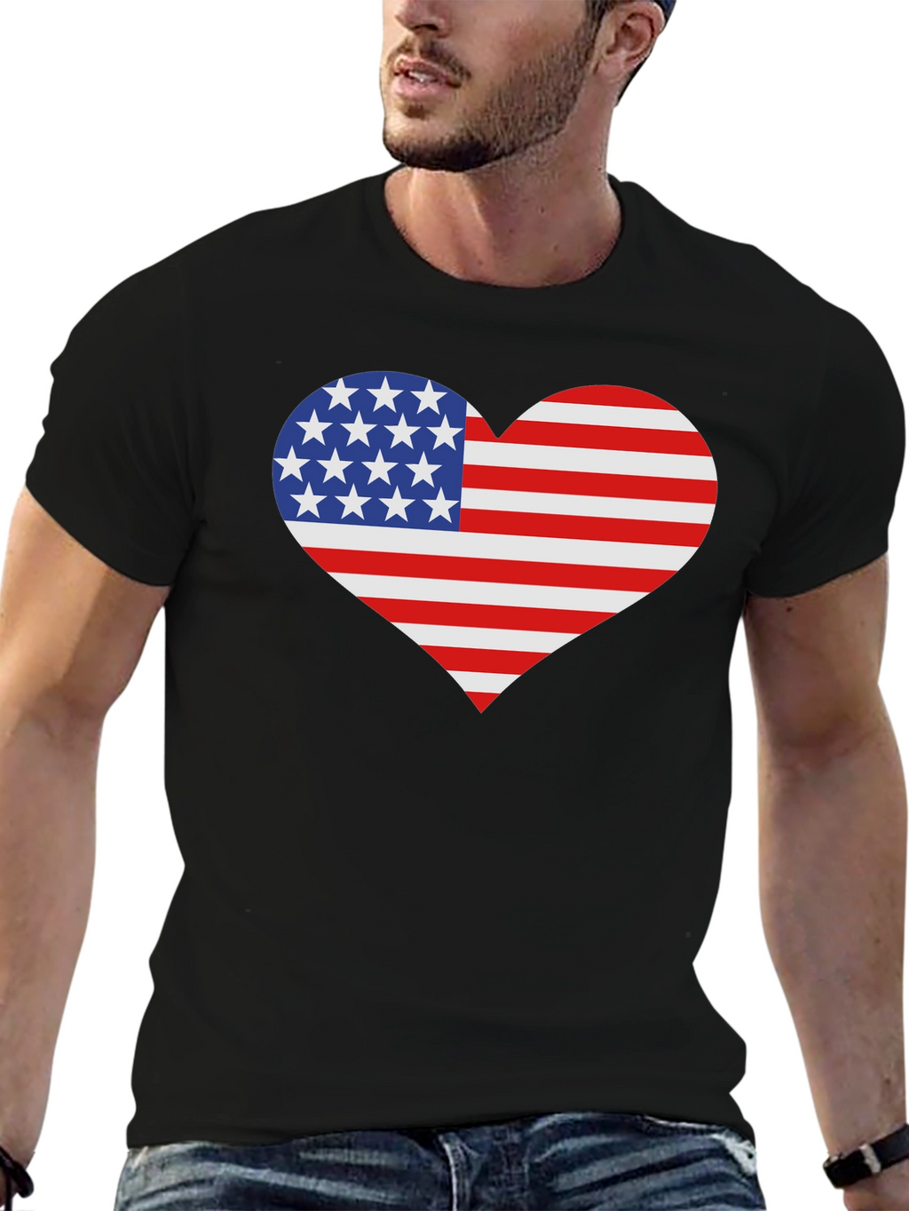 USA Flag Heart Patriotic T-Shirt