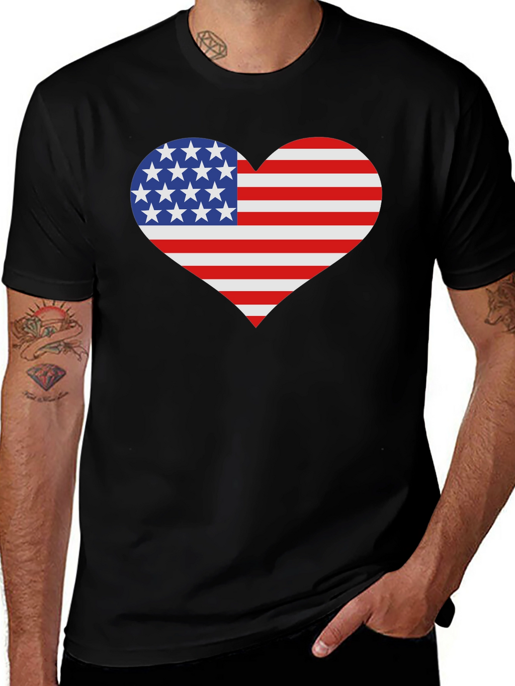 USA Flag Heart Patriotic T-Shirt