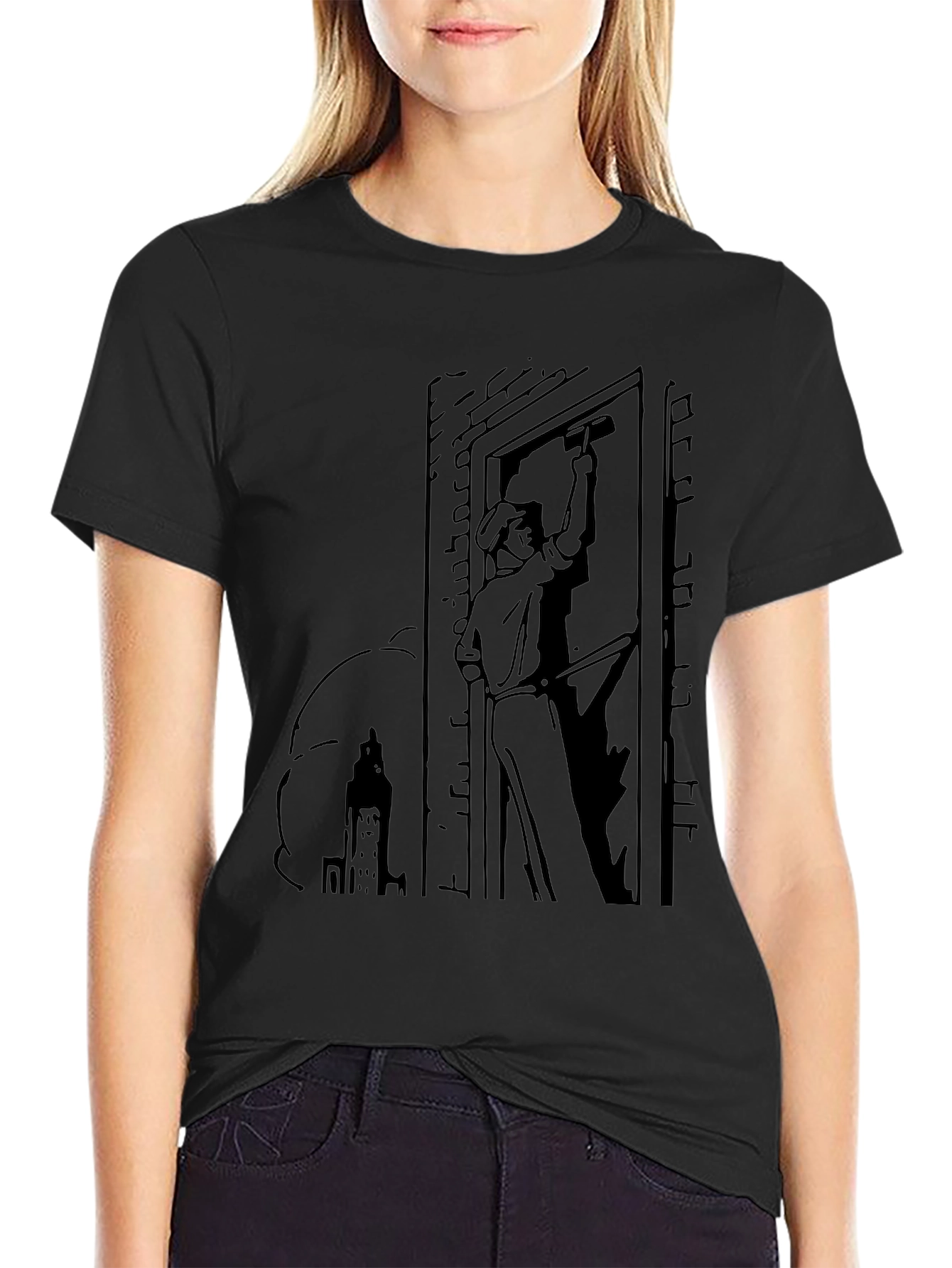 Worker Graphic Tee - Black Cotton Blend