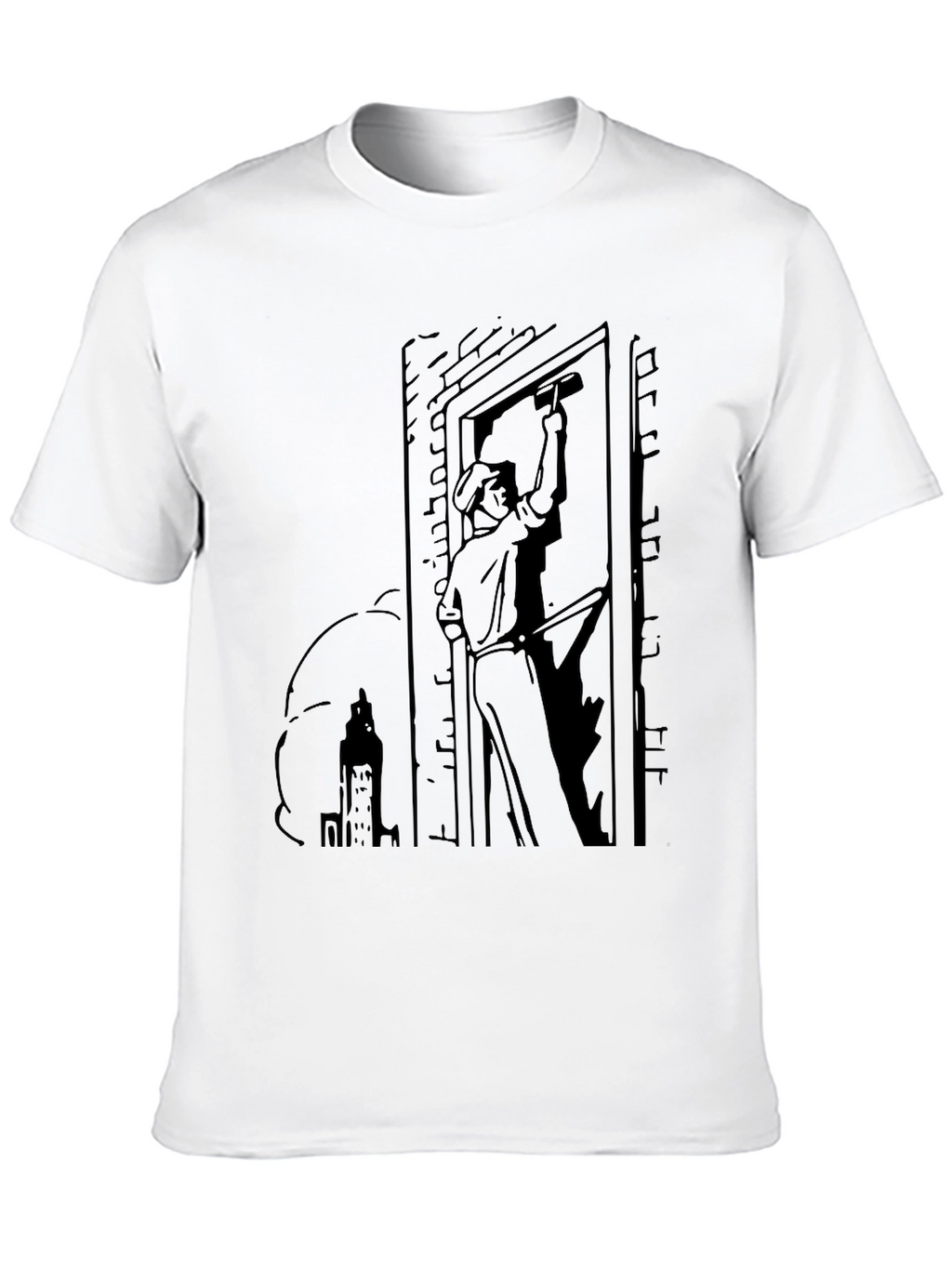 Worker Graphic Tee - Black Cotton Blend