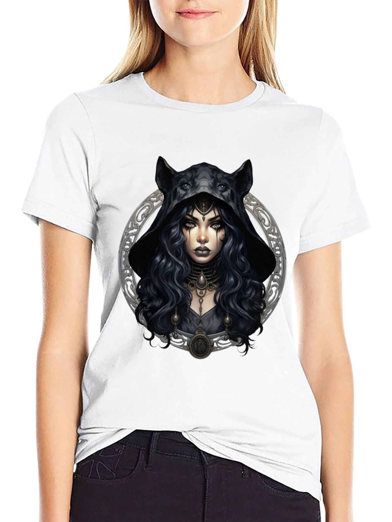 Wolf Hooded Witch Graphic Tee