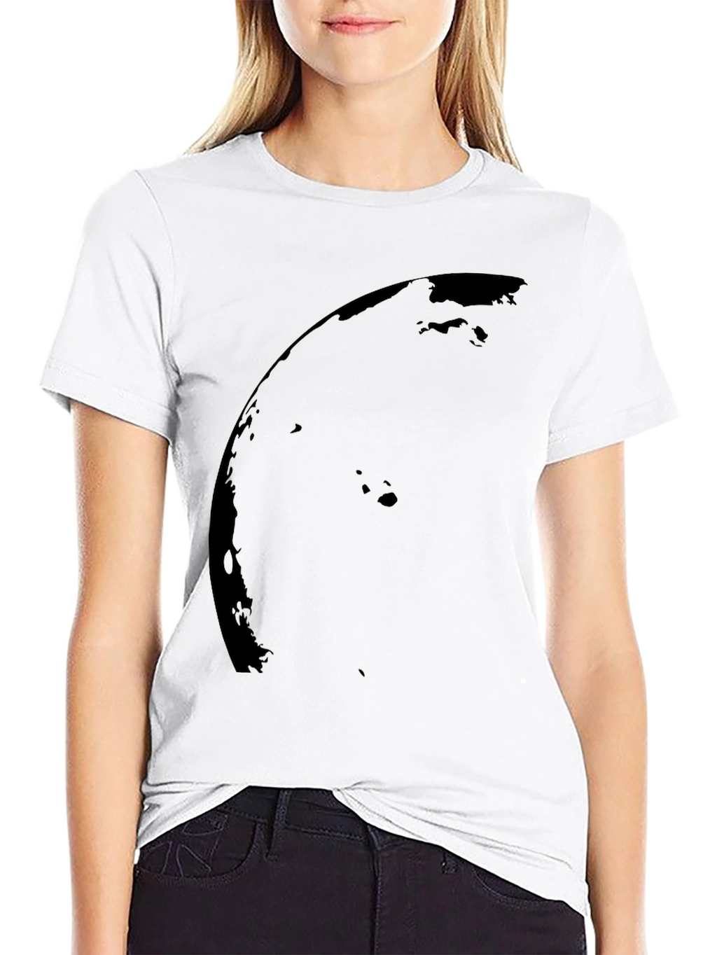 Black Graphic Tee - Curved Design Mens Casual Shirt
