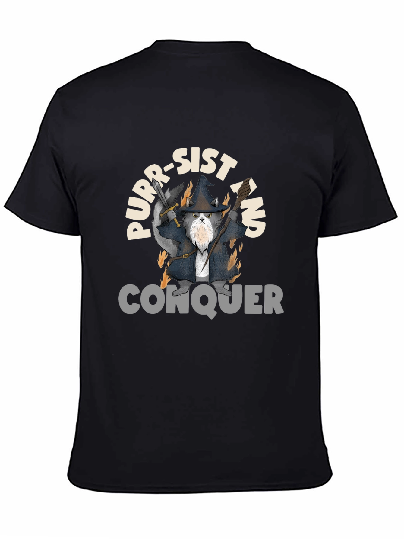 Purr-Sist and Conquer Black T-Shirt