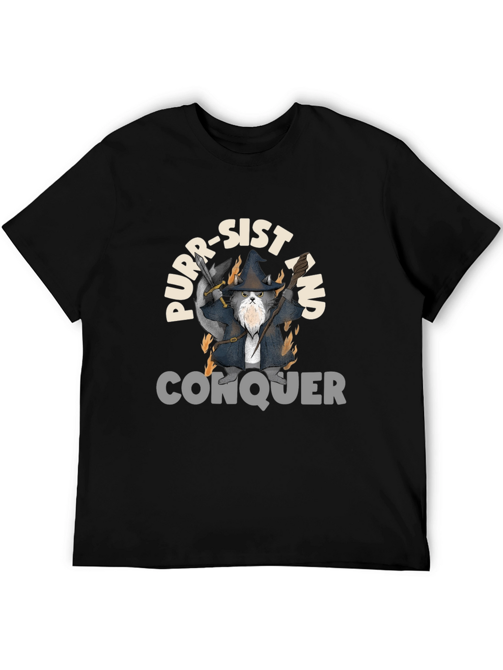 Purr-Sist and Conquer Black T-Shirt
