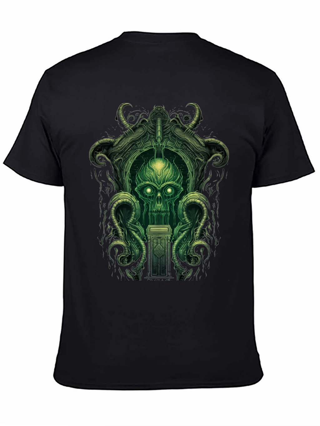 Eerie Green Skull Graphic Tee