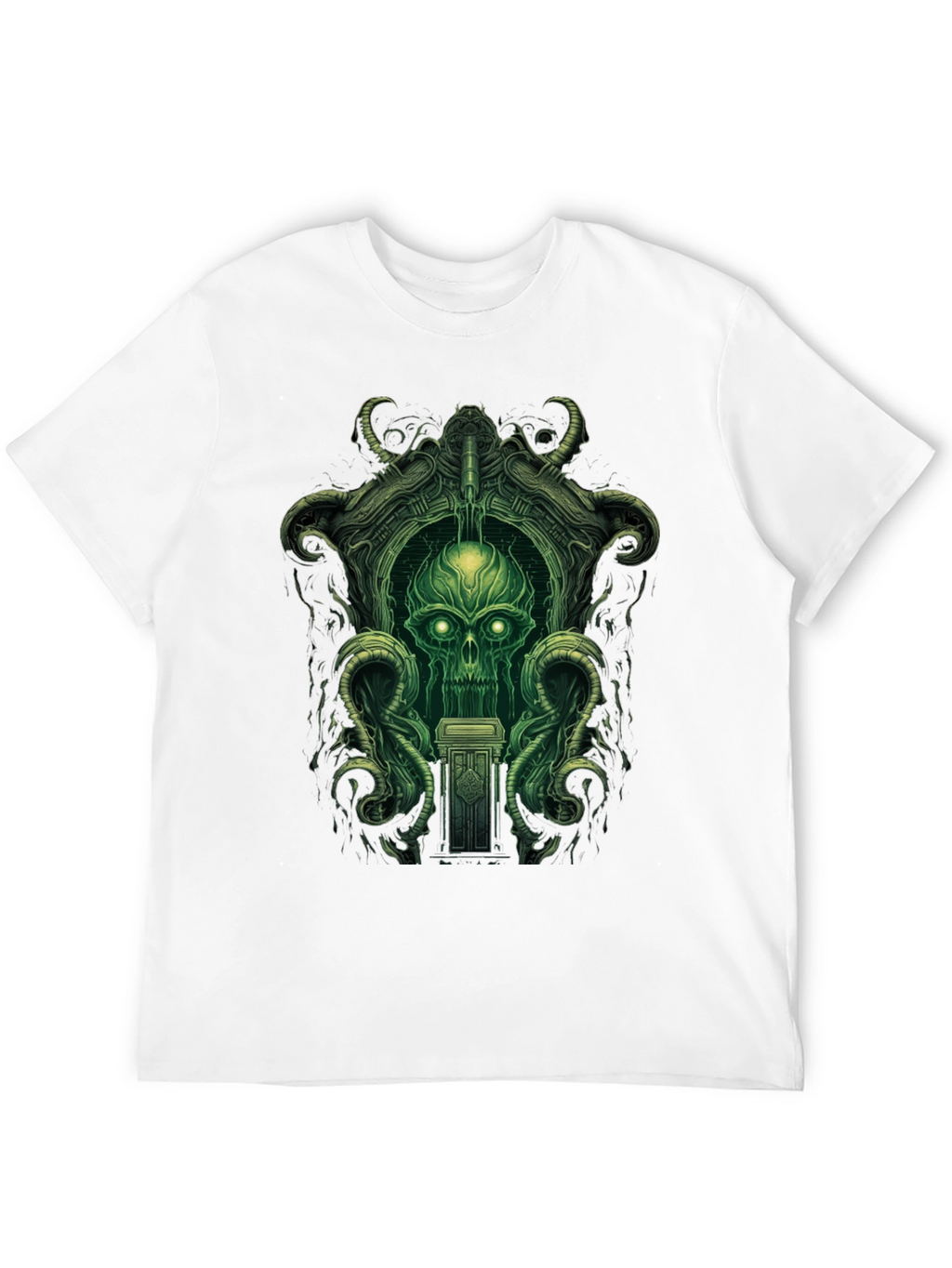 Eerie Green Skull Graphic Tee